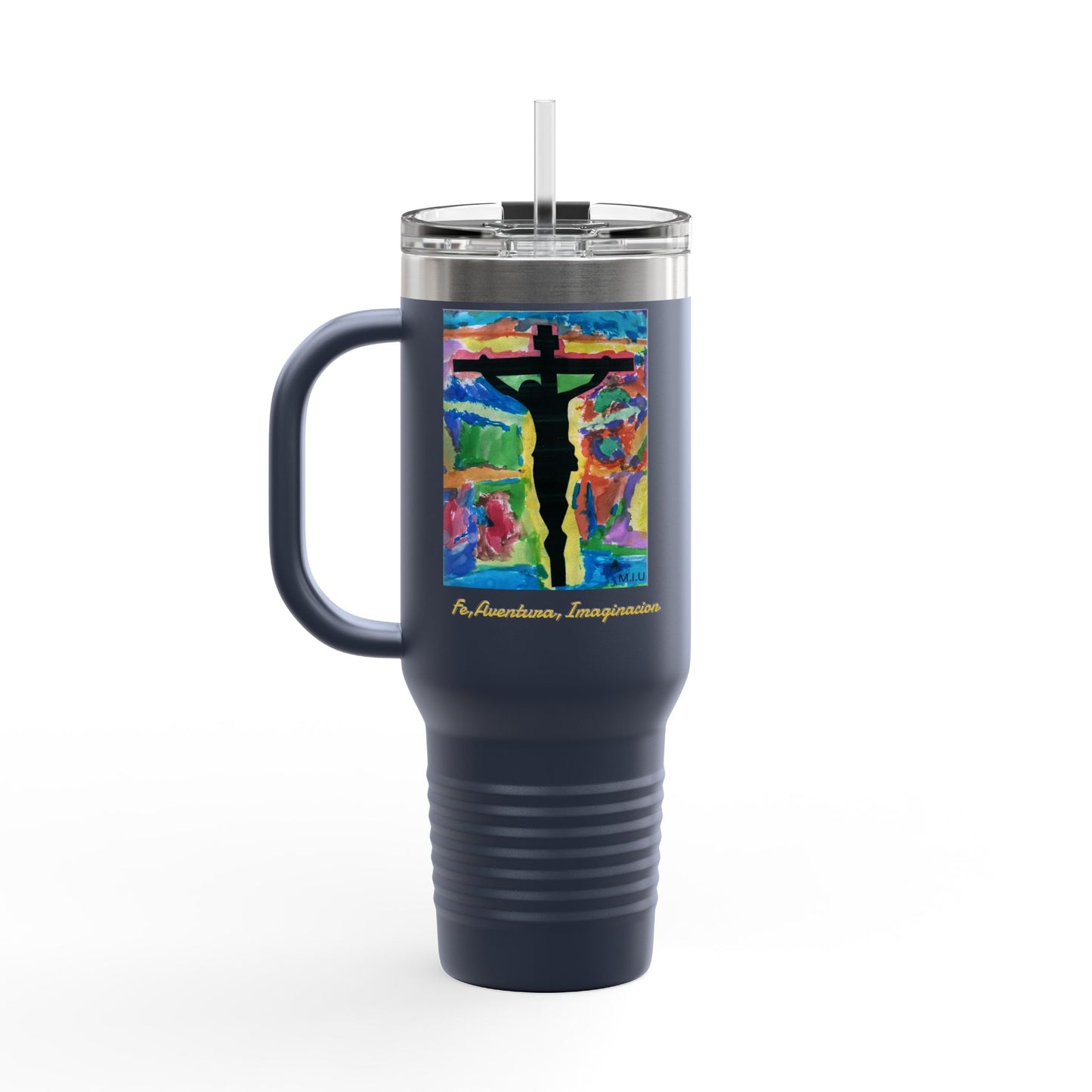 M.I.U Faith Travel Mug 40oz — Crucifix Watercolor Art by Matías
