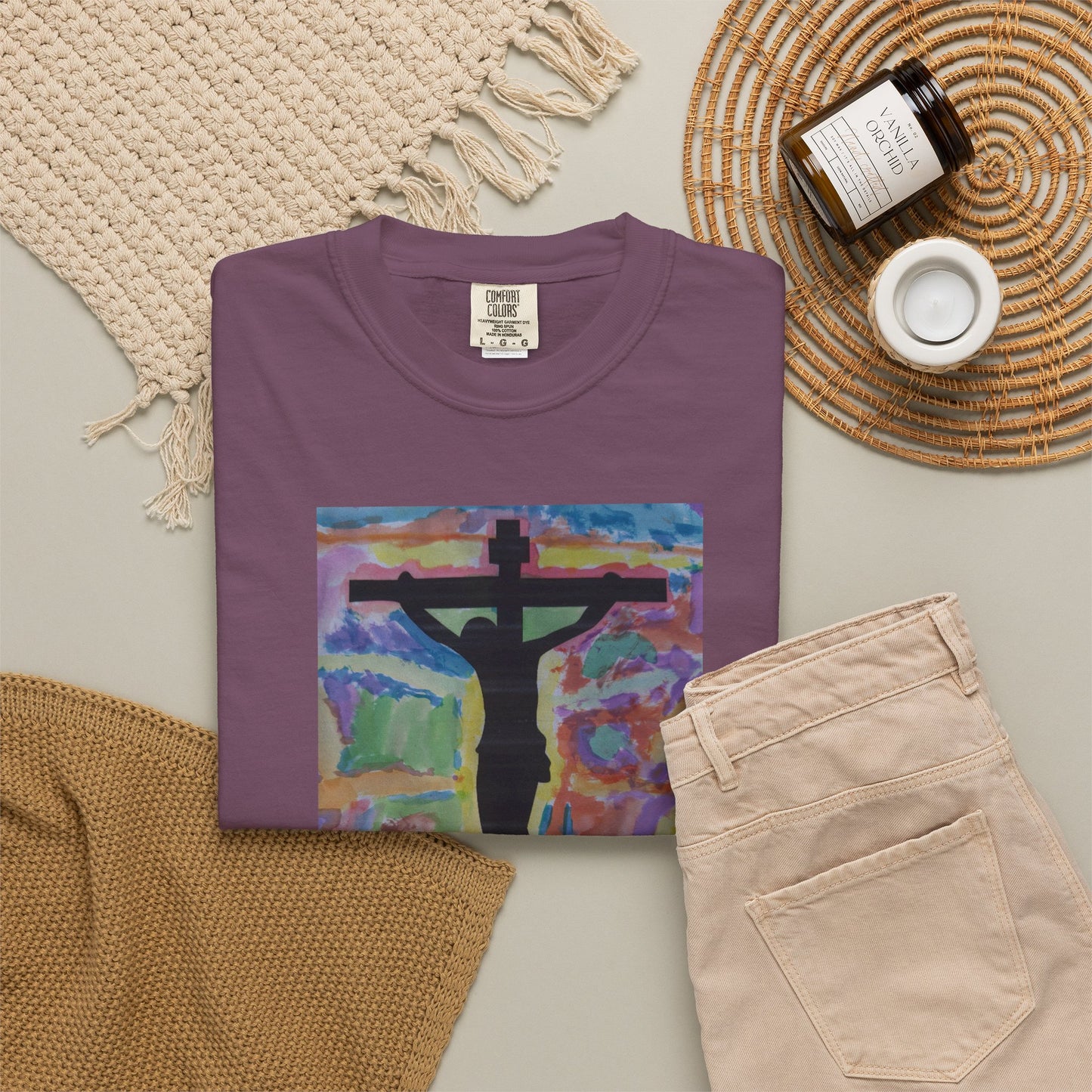 M.I.U Faith Tee — Arte de Matias | Crucifix Watercolor | Fe, Aventura, Imaginación