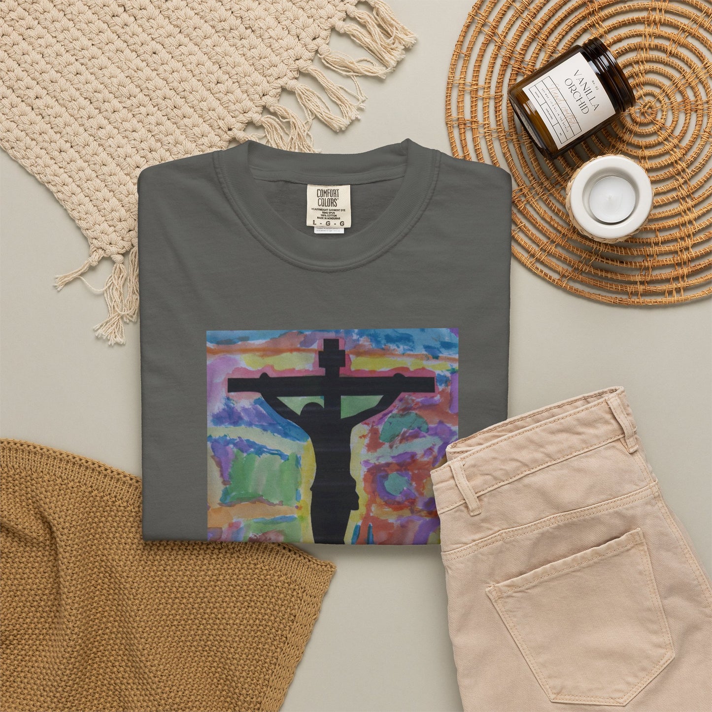 M.I.U Faith Tee — Arte de Matias | Crucifix Watercolor | Fe, Aventura, Imaginación