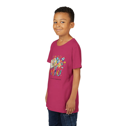 Camiseta Unisex Niños M.I.U — Logo Libro & Universo | Fe, Aventura, Imaginación