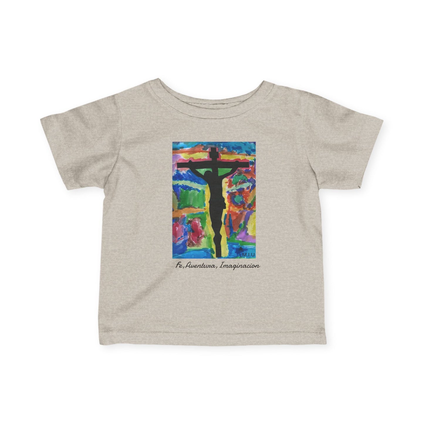 M.I.U Baby Tee — Lleva Tu Fe Puesta Crucifix Art by Matías