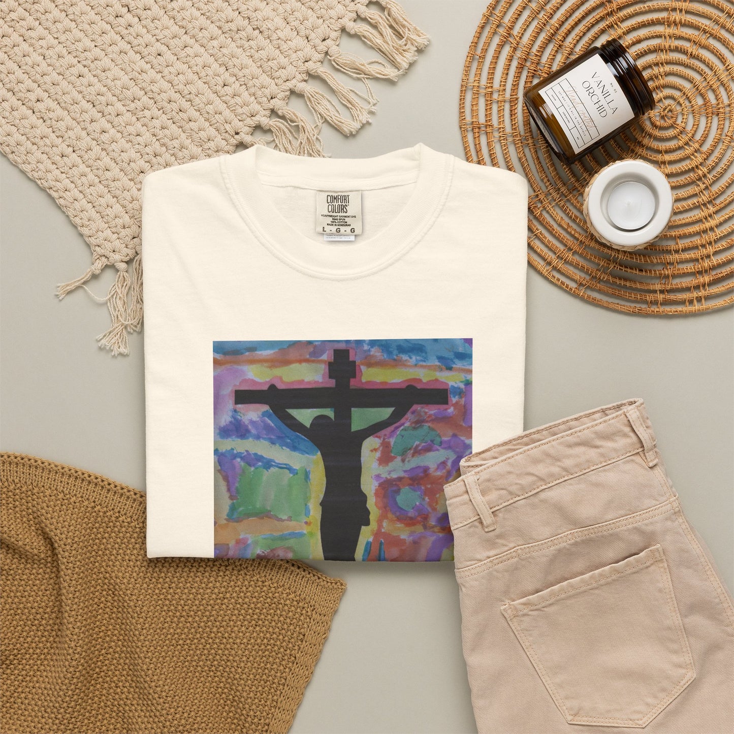 M.I.U Faith Tee — Arte de Matias | Crucifix Watercolor | Fe, Aventura, Imaginación
