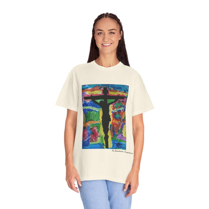 M.I.U Faith Tee — Watercolor Crucifix Art by Matías