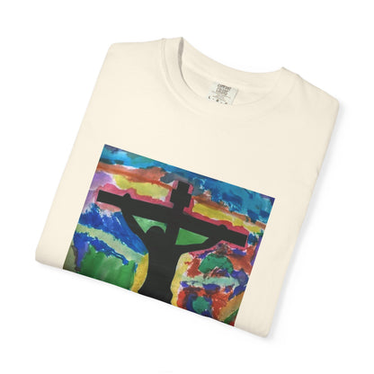 M.I.U Faith Tee — Watercolor Crucifix Art by Matías