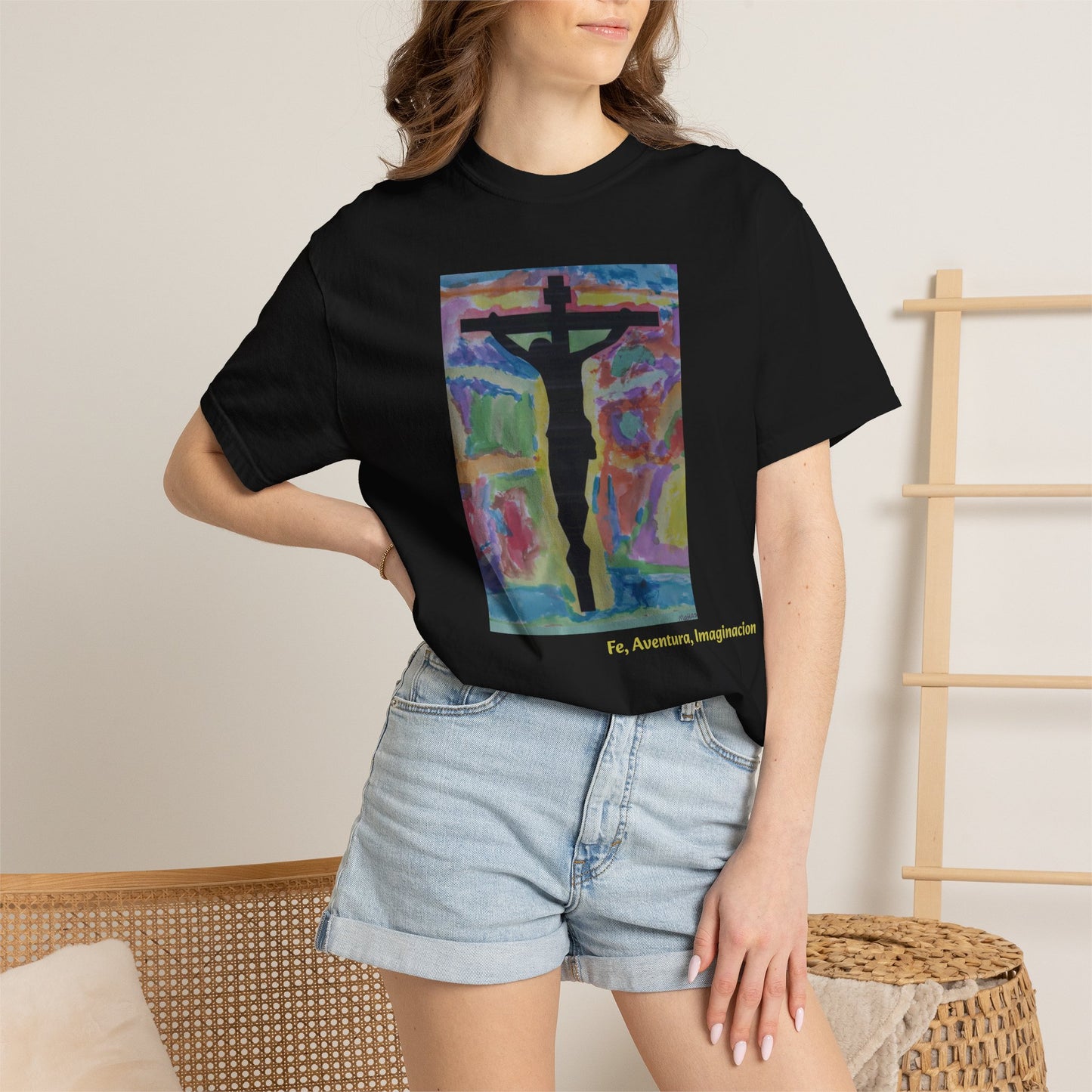 M.I.U Faith Tee — Arte de Matias | Crucifix Watercolor | Fe, Aventura, Imaginación