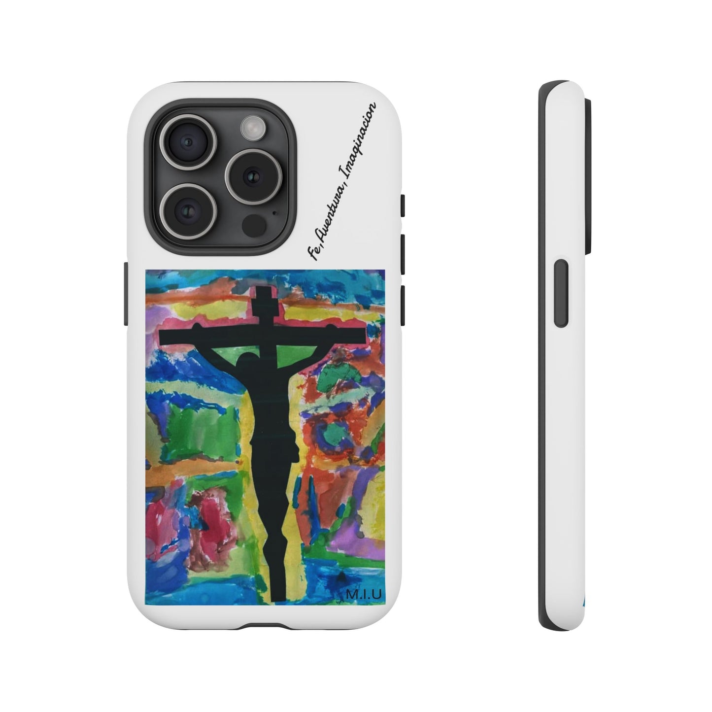M.I.U Faith Tough Case iPhone 15 — Crucifix Watercolor Art by Matías