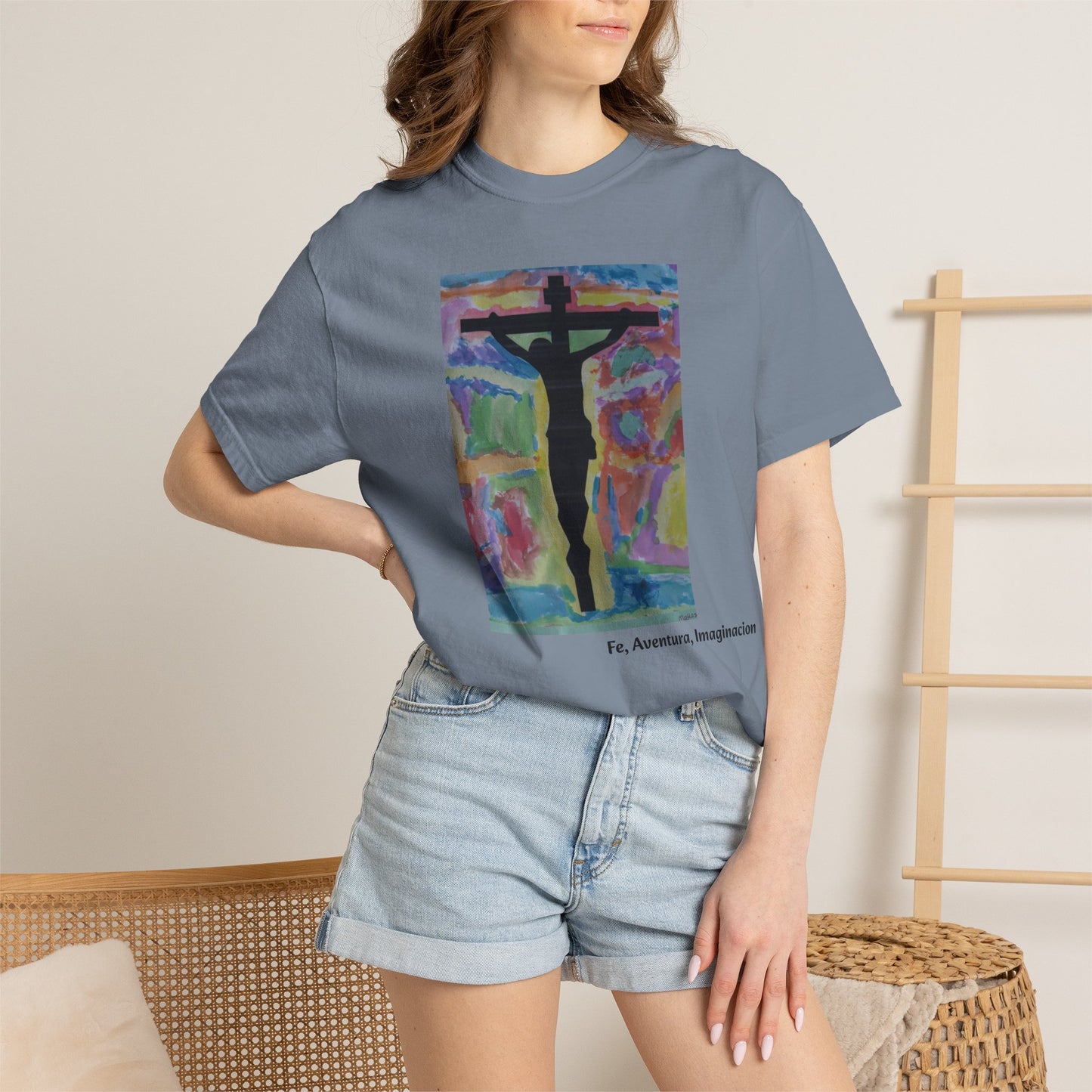 M.I.U Faith Tee — Arte de Matias | Crucifix Watercolor | Fe, Aventura, Imaginación