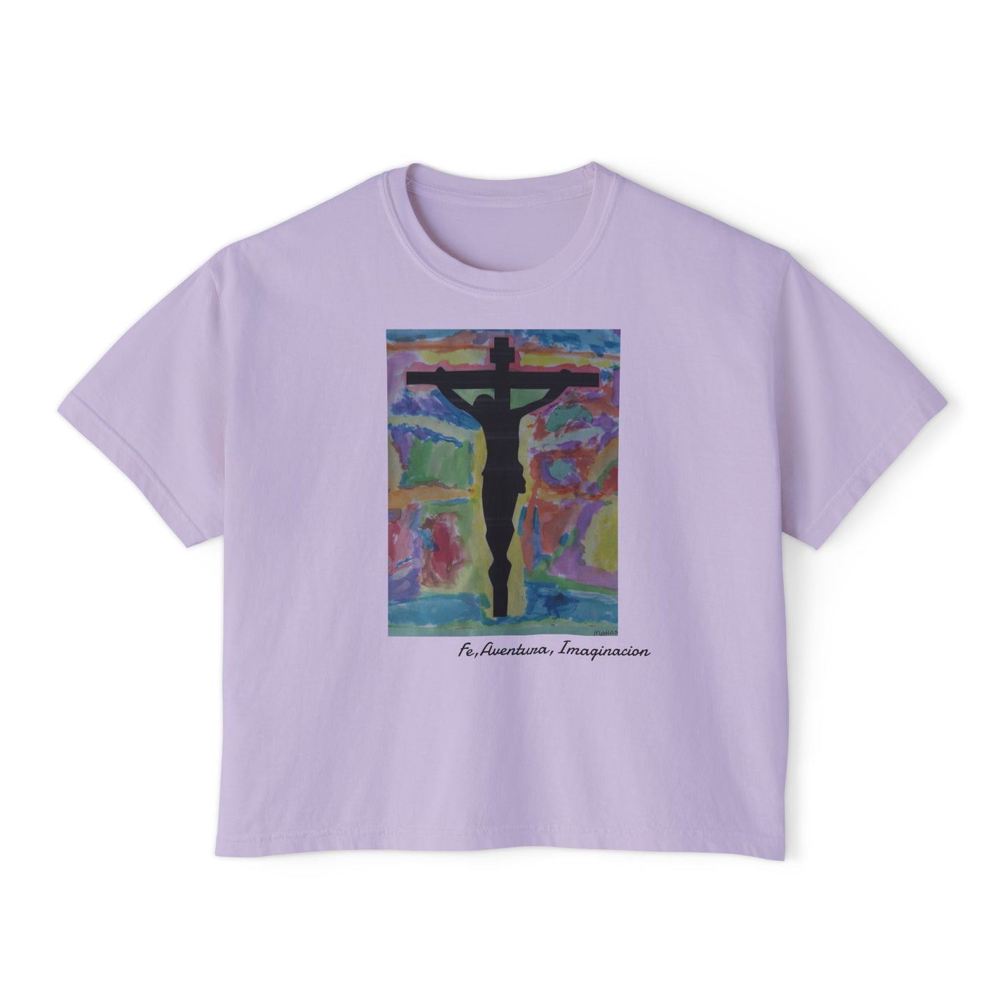 M.I.U Women’s Boxy Tee — Watercolor Faith Art by Matías