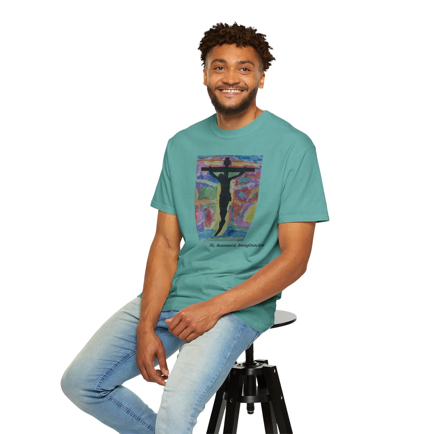 M.I.U Faith Tee — Arte de Matias | Crucifix Watercolor | Fe, Aventura, Imaginación