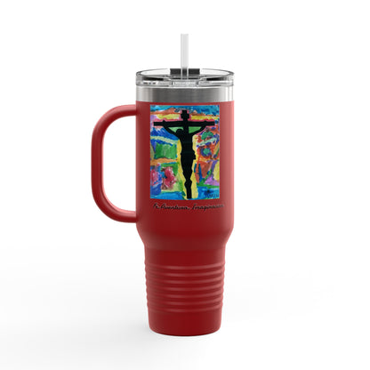 M.I.U Faith Travel Mug 40oz — Crucifix Watercolor Art by Matías