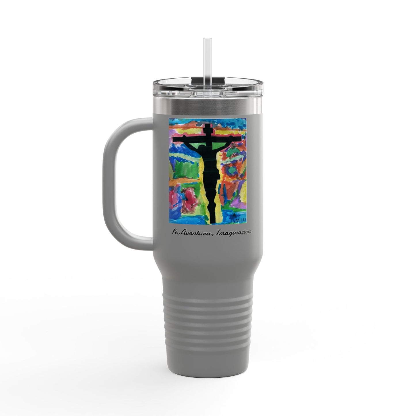 M.I.U Faith Travel Mug 40oz — Crucifix Watercolor Art by Matías