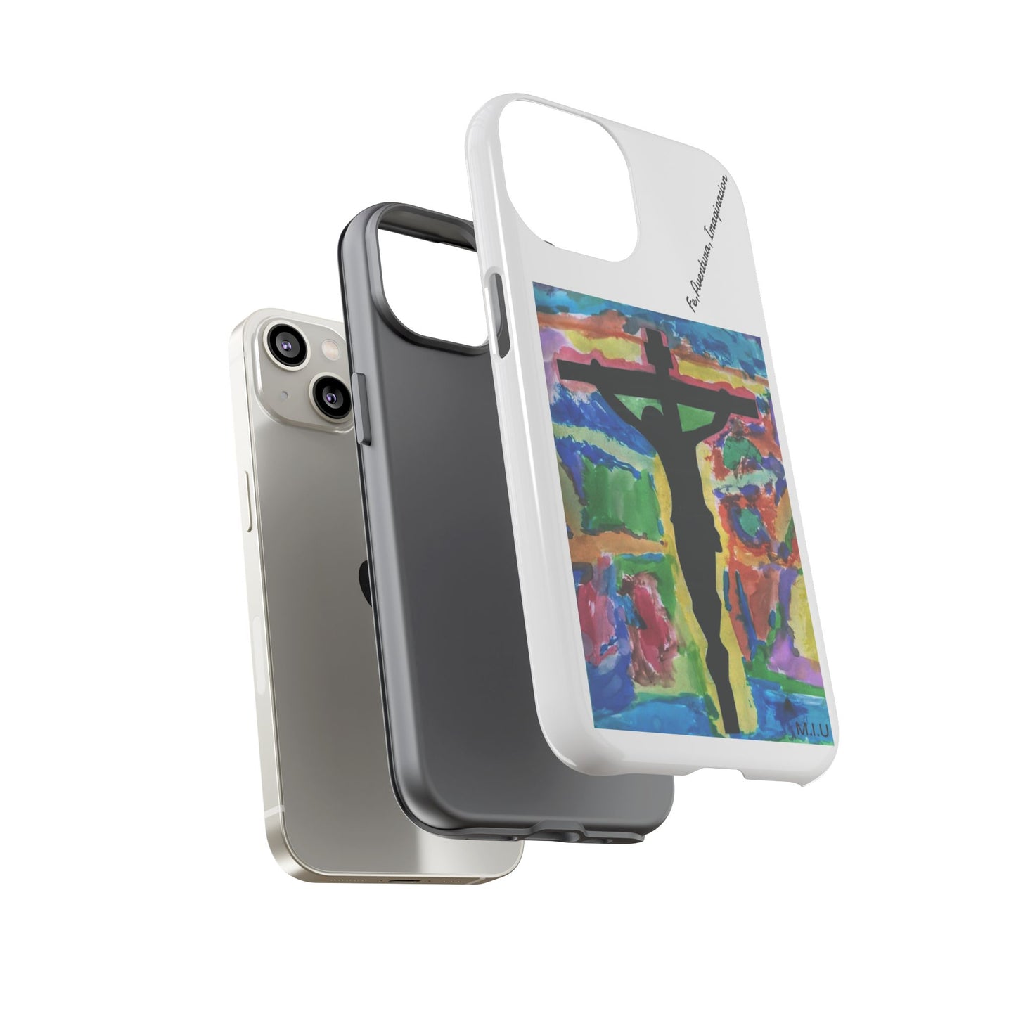 M.I.U Faith Tough Case iPhone 14 — Crucifix Watercolor Art by Matías