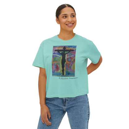 M.I.U Women’s Boxy Tee — Watercolor Faith Art by Matías
