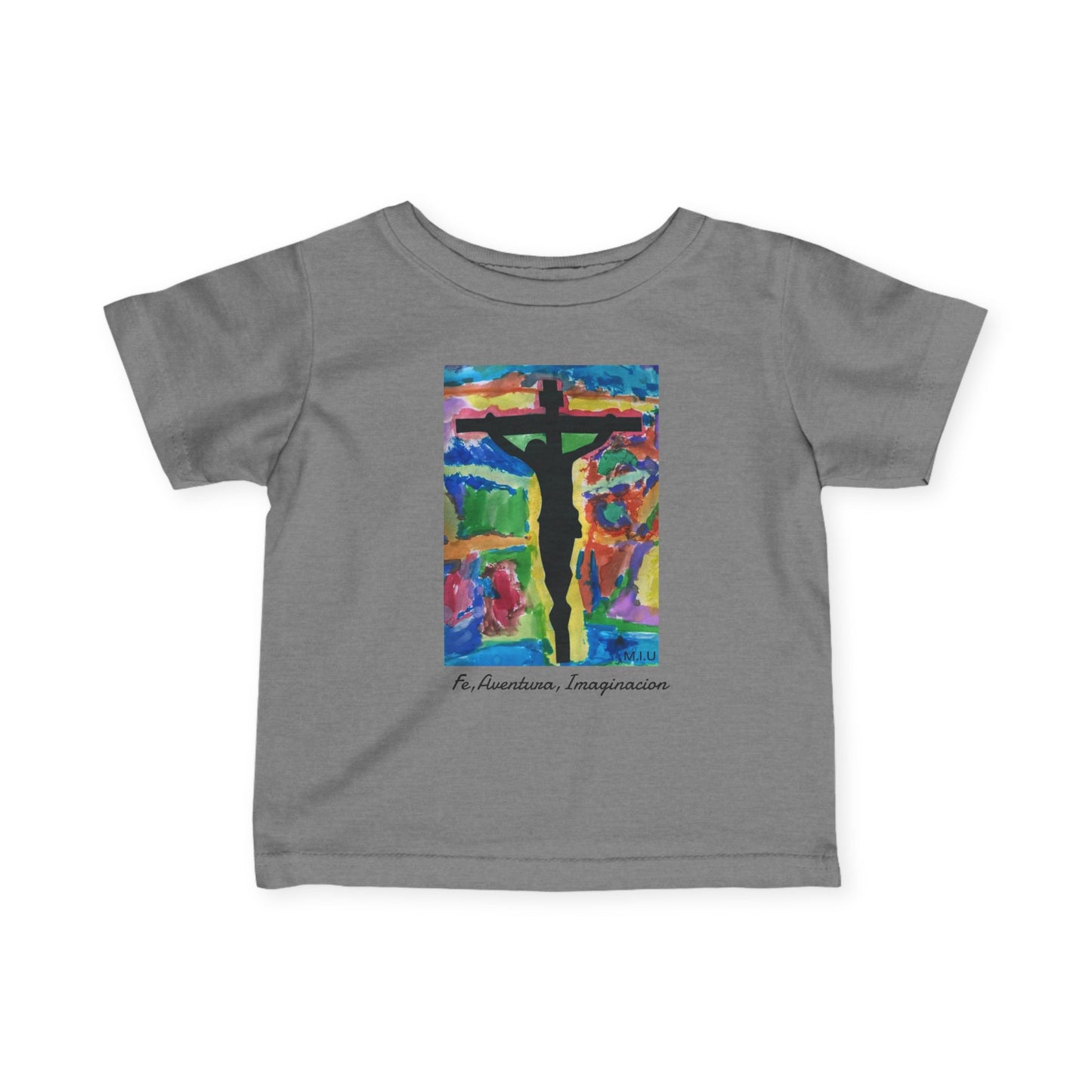 M.I.U Baby Tee — Lleva Tu Fe Puesta Crucifix Art by Matías
