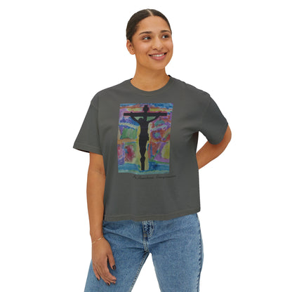 M.I.U Women’s Boxy Tee — Watercolor Faith Art by Matías