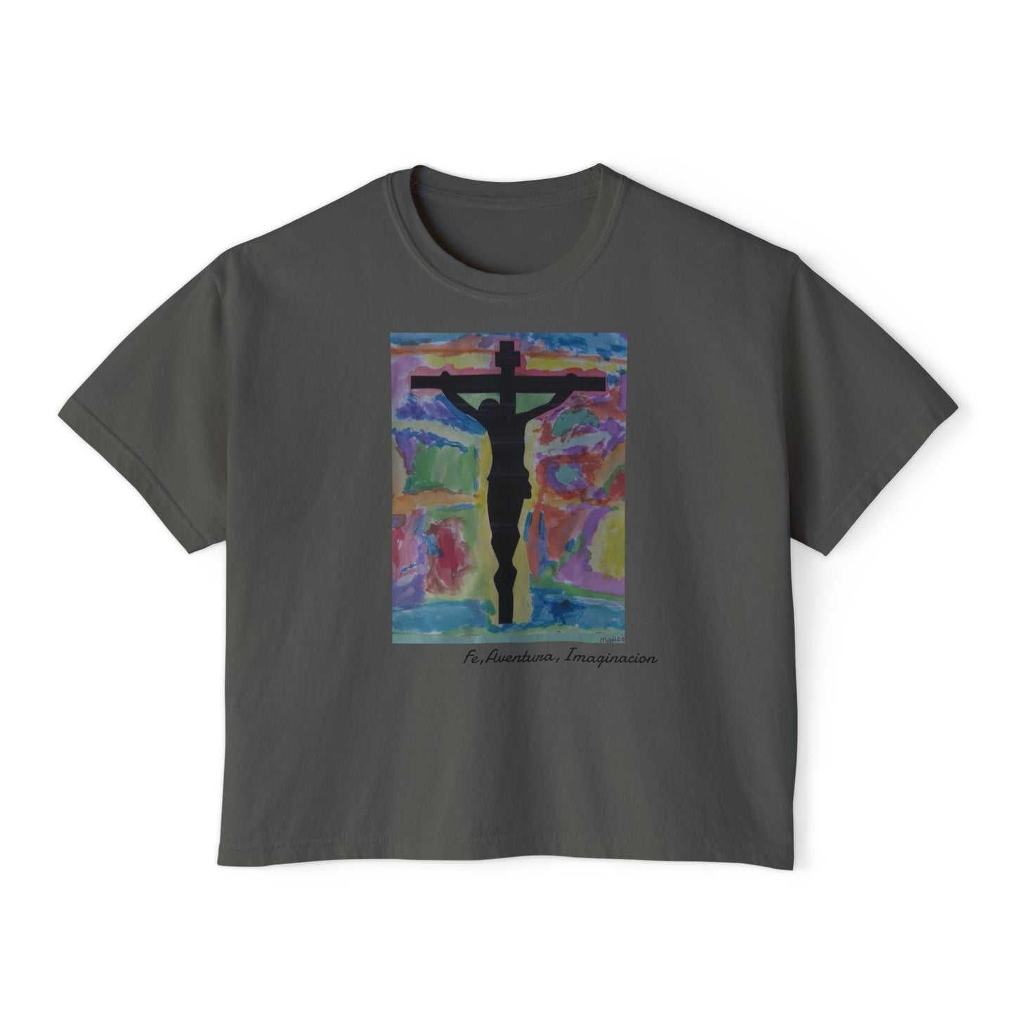 M.I.U Women’s Boxy Tee — Watercolor Faith Art by Matías