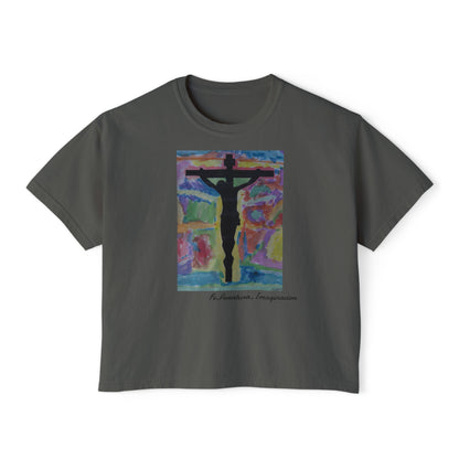 M.I.U Women’s Boxy Tee — Watercolor Faith Art by Matías