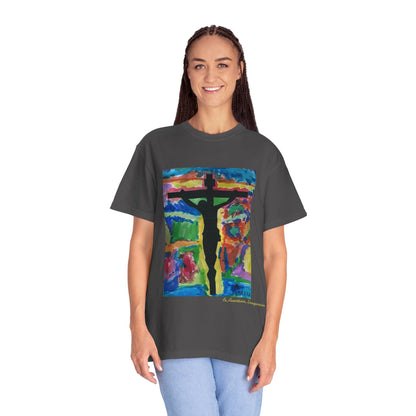 M.I.U Faith Tee — Watercolor Crucifix Art by Matías