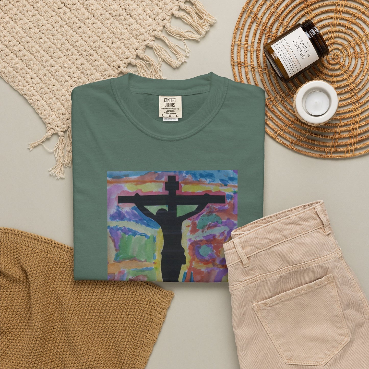 M.I.U Faith Tee — Arte de Matias | Crucifix Watercolor | Fe, Aventura, Imaginación