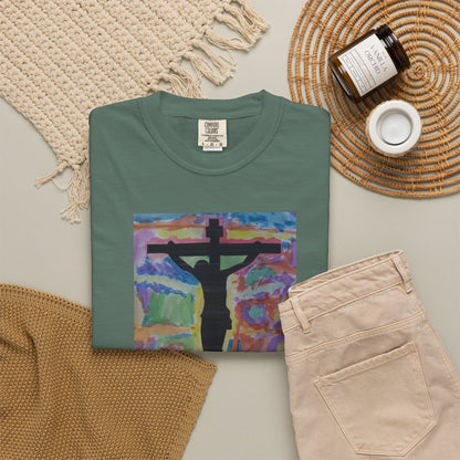 M.I.U Faith Tee — Arte de Matias | Crucifix Watercolor | Fe, Aventura, Imaginación