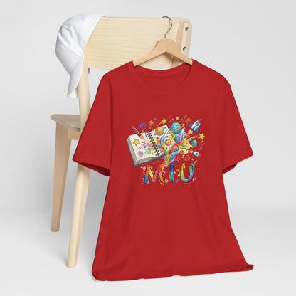 Camiseta Unisex Adulto M.I.U — Logo Libro & Universo | Fé, Aventura, Imaginación
