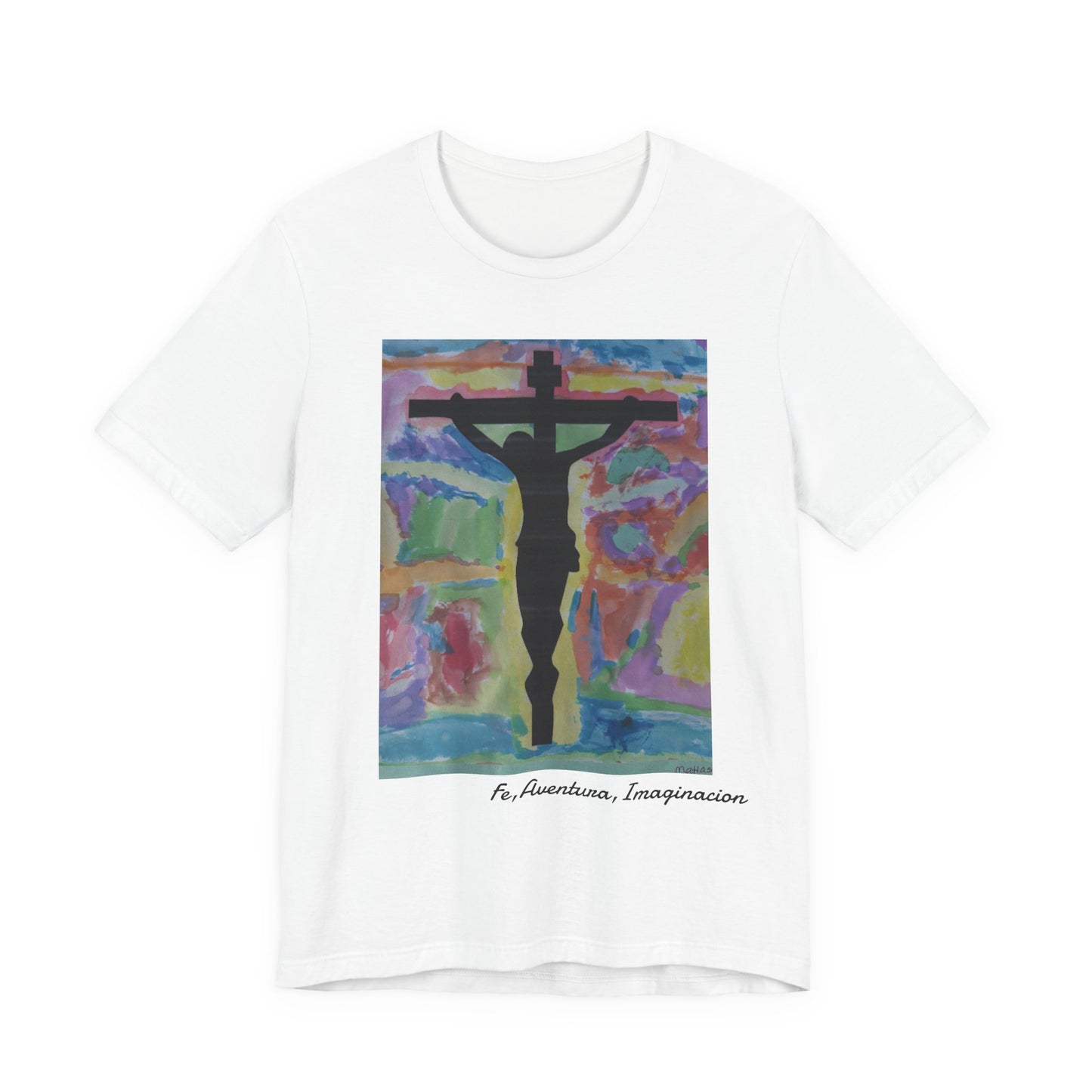 Camiseta Unisex — Arte de Matias | Vibrant Crucifix | Fe, Aventura, Imaginacion | M.I.U