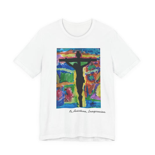 M.I.U Faith Tee — Vibrant Crucifix Watercolor Art by Matías