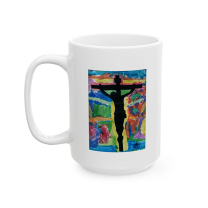 M.I.U Faith Mug — Crucifix Watercolor Art by Matías