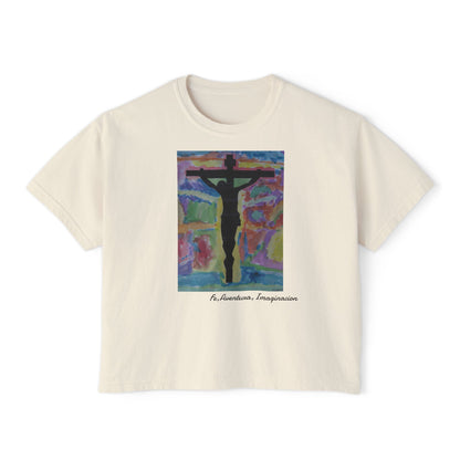 M.I.U Women’s Boxy Tee — Watercolor Faith Art by Matías