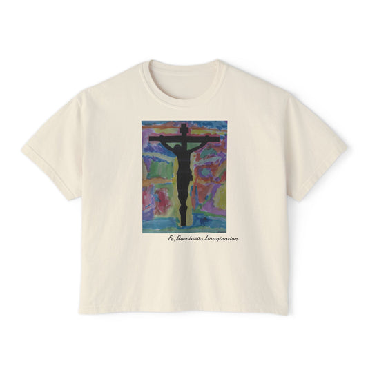 M.I.U Women’s Boxy Tee — Watercolor Faith Art by Matías