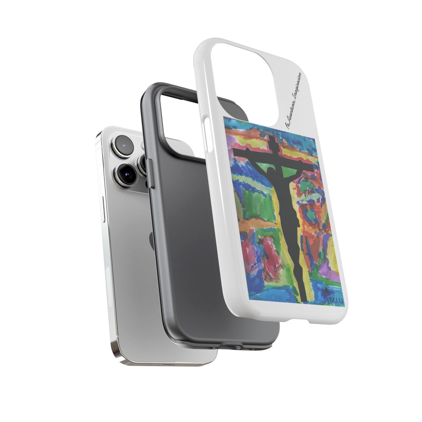 M.I.U Faith Tough Case iPhone 14 — Crucifix Watercolor Art by Matías