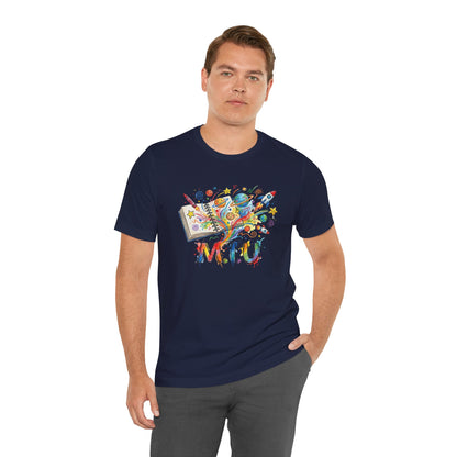 Camiseta Unisex Adulto M.I.U — Logo Libro & Universo | Fé, Aventura, Imaginación