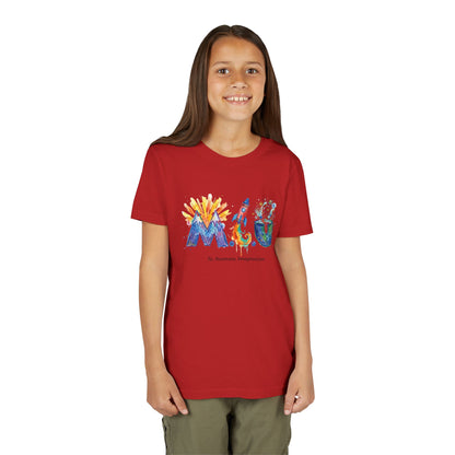 Camiseta Unisex Niños M.I.U — Logo Cohete & Volcán | Fe, Aventura, Imaginación