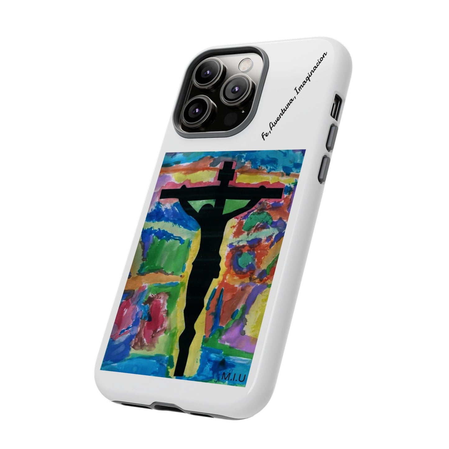 M.I.U Faith Tough Case iPhone 14 — Crucifix Watercolor Art by Matías