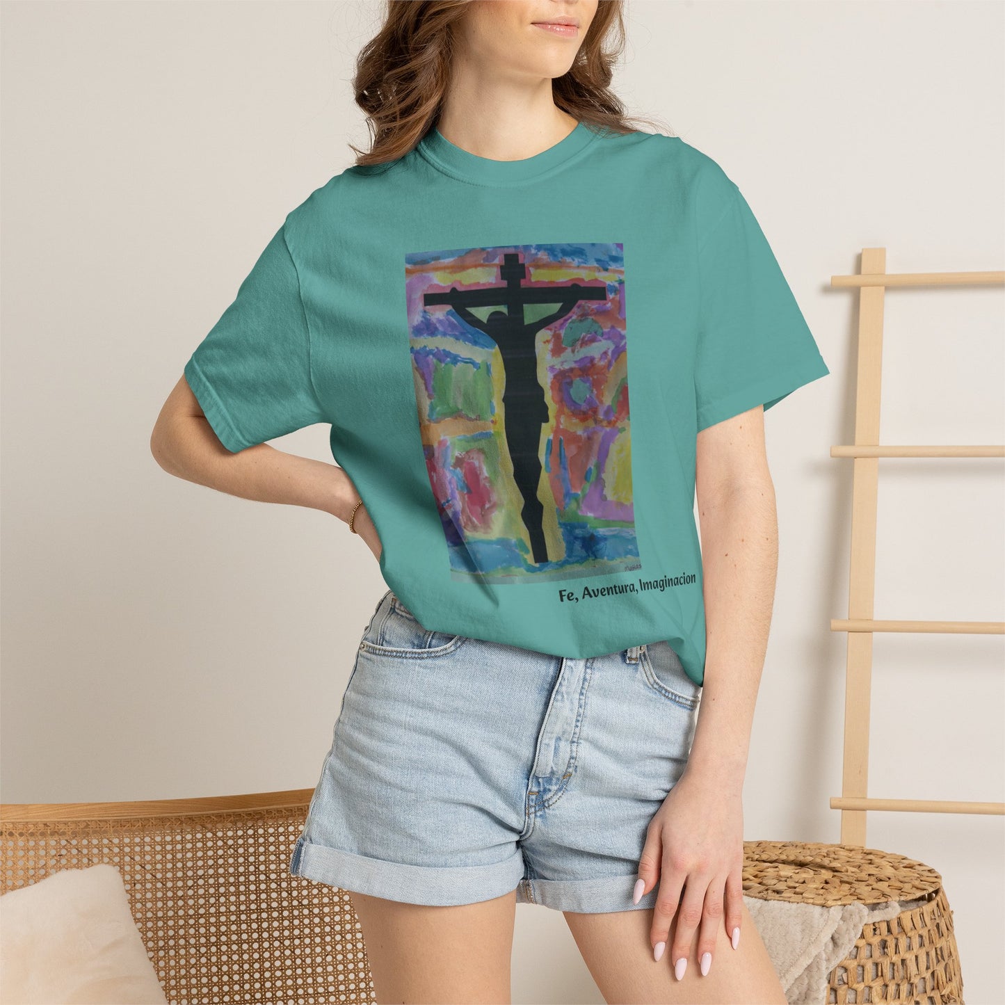 M.I.U Faith Tee — Arte de Matias | Crucifix Watercolor | Fe, Aventura, Imaginación