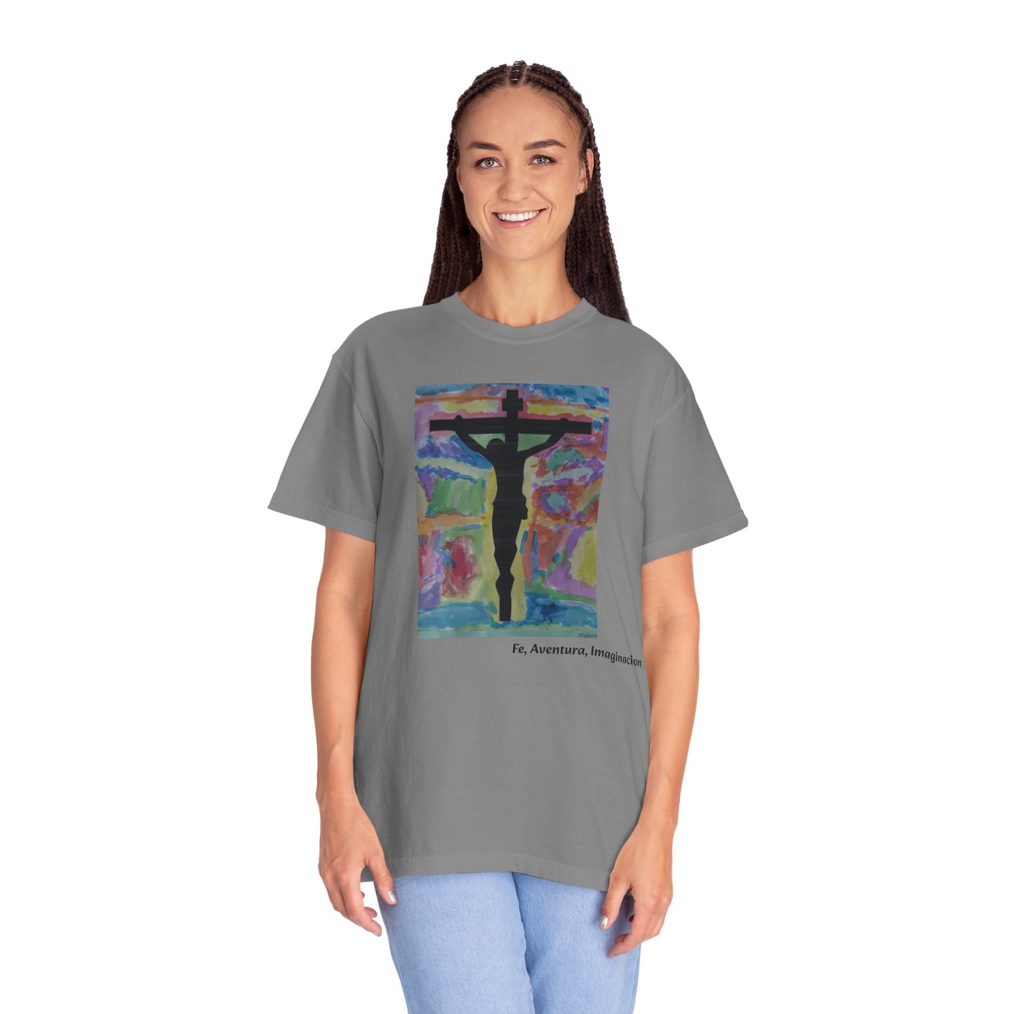 M.I.U Faith Tee — Arte de Matias | Crucifix Watercolor | Fe, Aventura, Imaginación