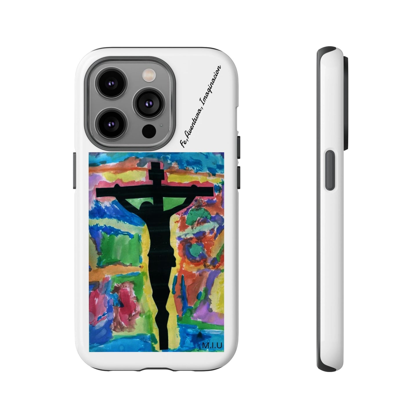 M.I.U Faith Tough Case iPhone 14 — Crucifix Watercolor Art by Matías