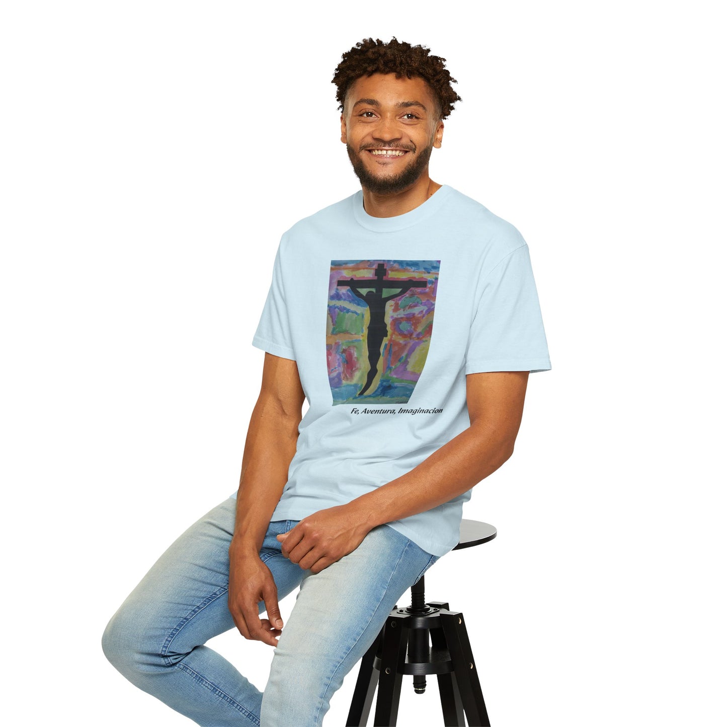 M.I.U Faith Tee — Arte de Matias | Crucifix Watercolor | Fe, Aventura, Imaginación