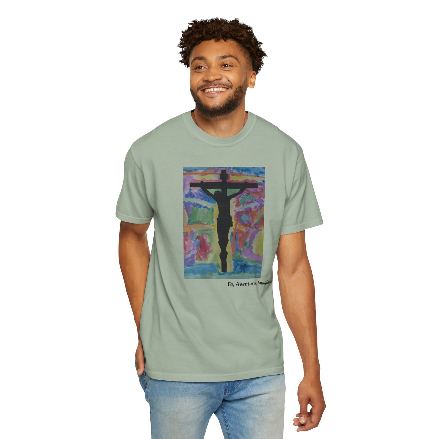 M.I.U Faith Tee — Arte de Matias | Crucifix Watercolor | Fe, Aventura, Imaginación