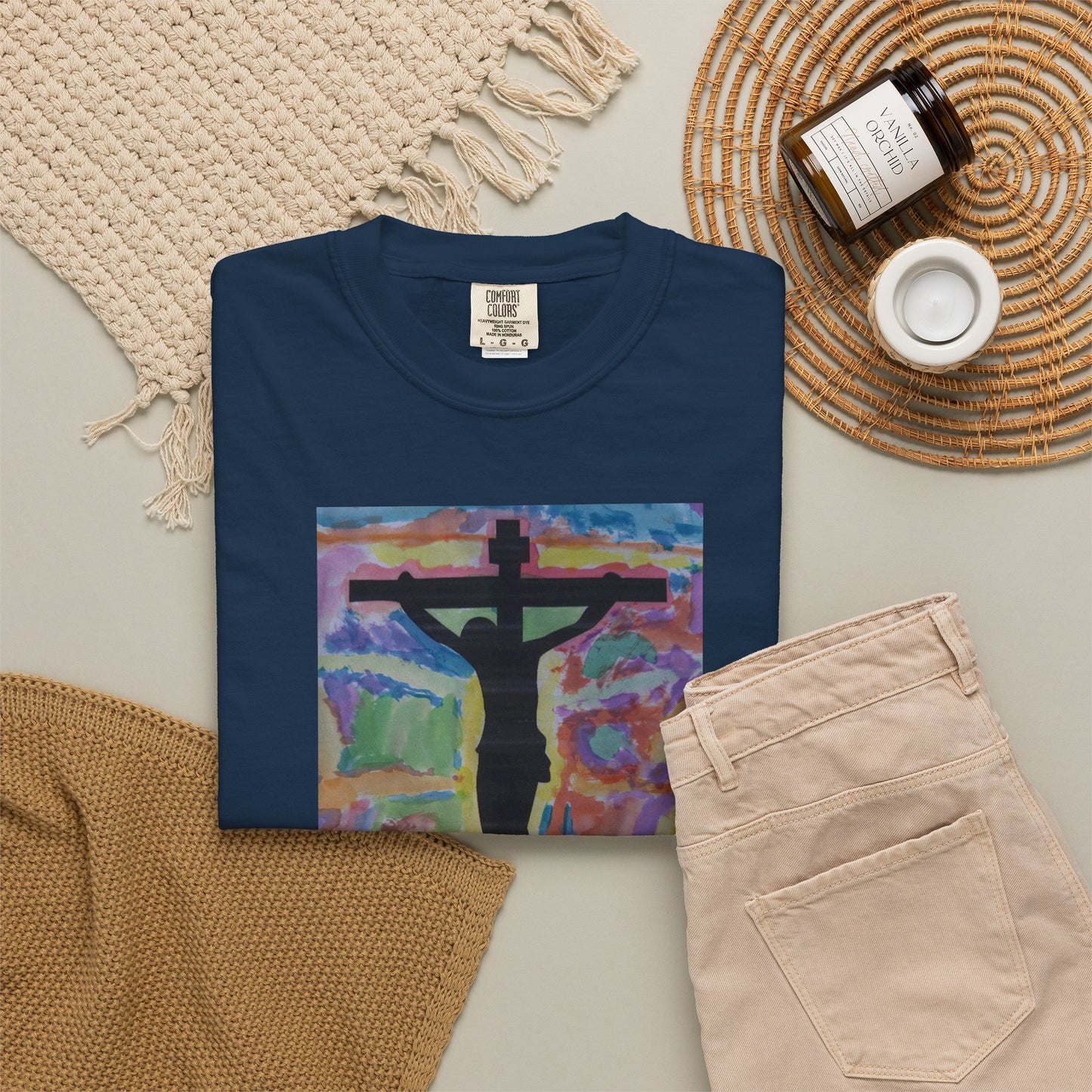 M.I.U Faith Tee — Arte de Matias | Crucifix Watercolor | Fe, Aventura, Imaginación