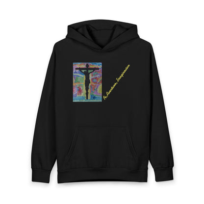 Hoodie M.I.U Jesús Centro — Arte Original de Matías | Ropa Cristiana Fe Aventura Imaginación