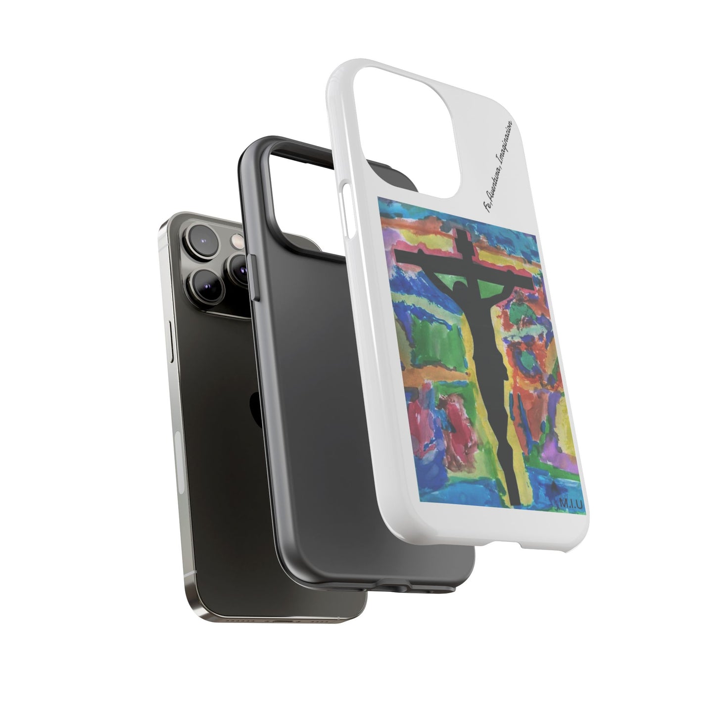 M.I.U Faith Tough Case iPhone 14 — Crucifix Watercolor Art by Matías