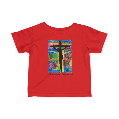 M.I.U Baby Tee — Lleva Tu Fe Puesta Crucifix Art by Matías