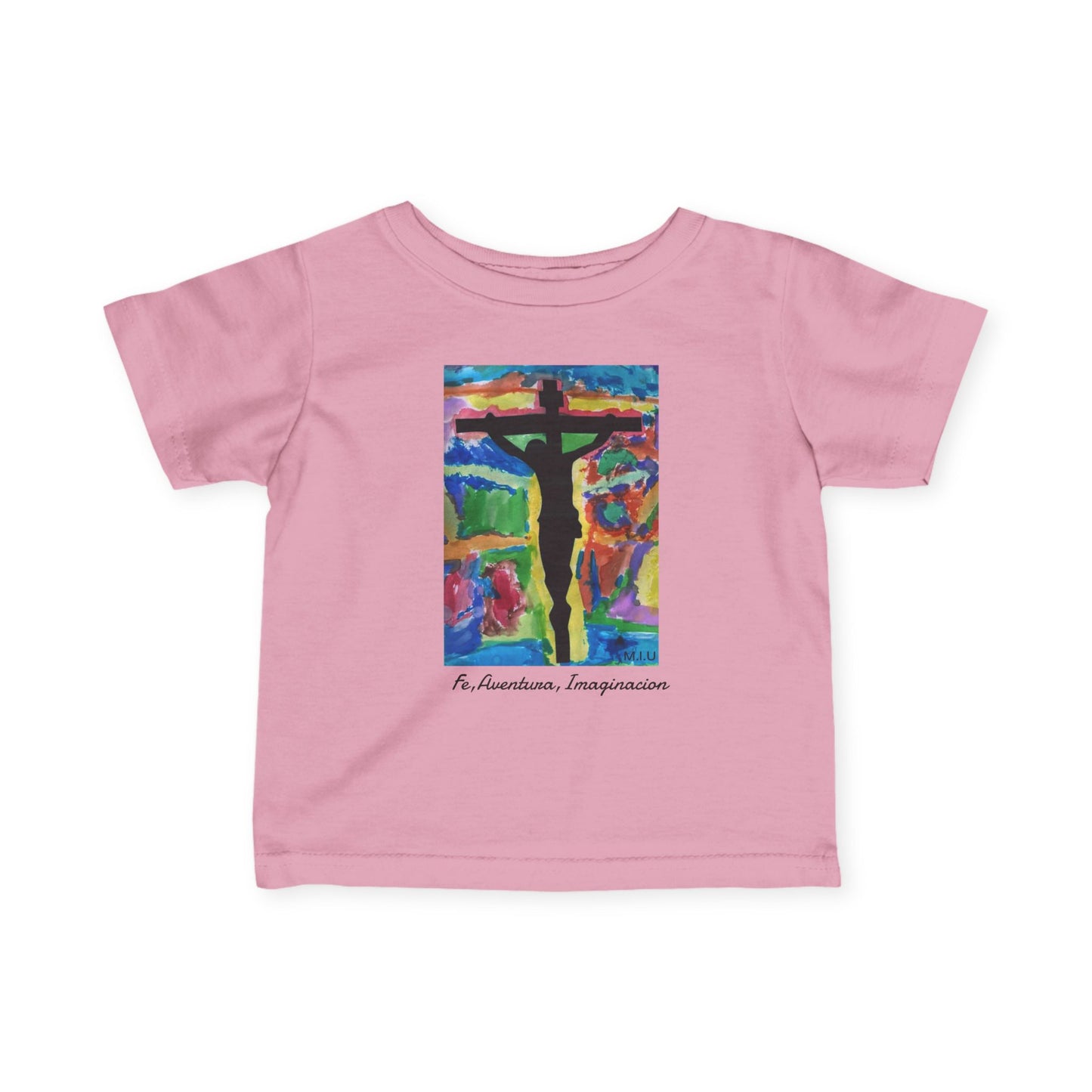 M.I.U Baby Tee — Lleva Tu Fe Puesta Crucifix Art by Matías