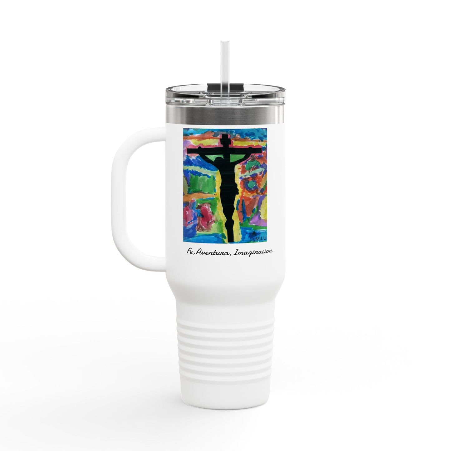 M.I.U Faith Travel Mug 40oz — Crucifix Watercolor Art by Matías