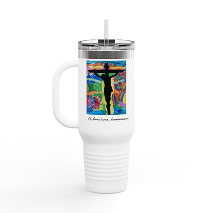 M.I.U Faith Travel Mug 40oz — Crucifix Watercolor Art by Matías