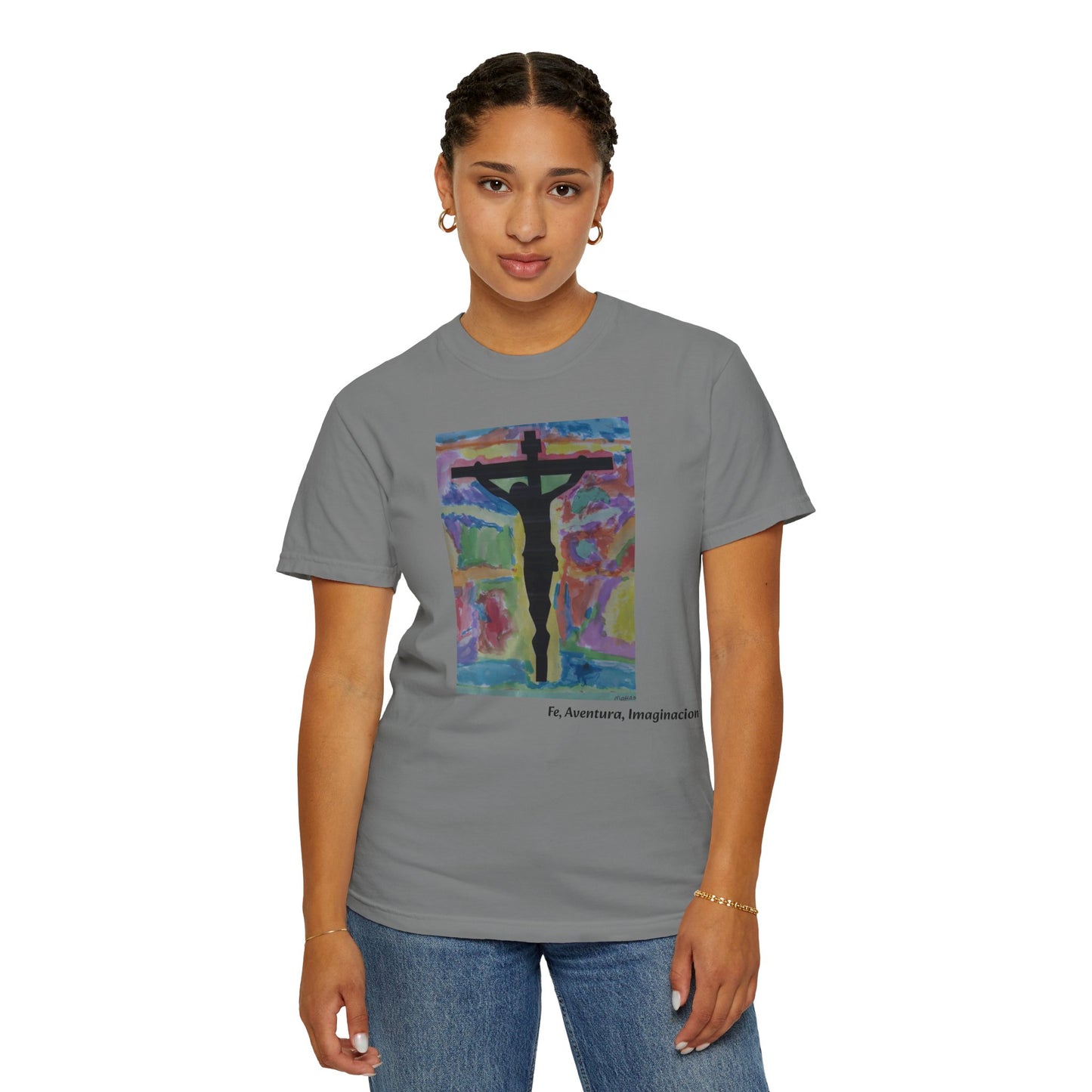 M.I.U Faith Tee — Arte de Matias | Crucifix Watercolor | Fe, Aventura, Imaginación
