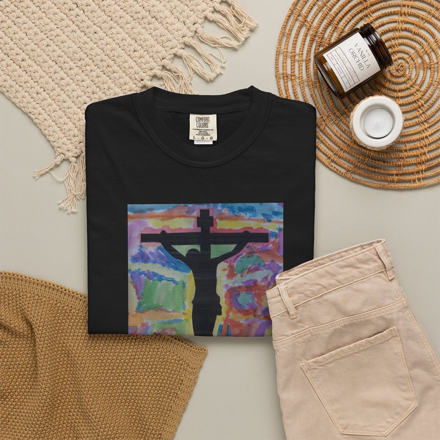 M.I.U Faith Tee — Arte de Matias | Crucifix Watercolor | Fe, Aventura, Imaginación