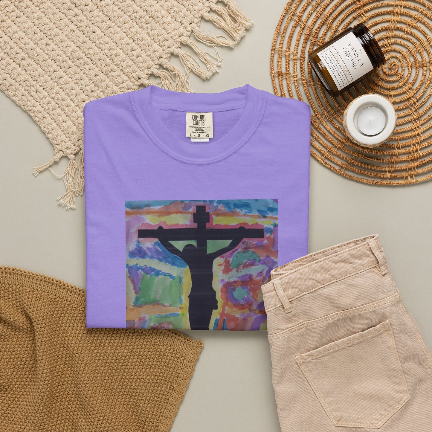 M.I.U Faith Tee — Arte de Matias | Crucifix Watercolor | Fe, Aventura, Imaginación