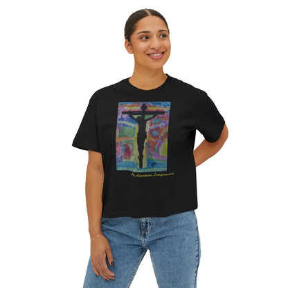 M.I.U Women’s Boxy Tee — Watercolor Faith Art by Matías